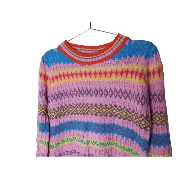 New Easel Los Angeles Fair Isle Knit Sweater Small Multicolor Soft Pullover - Picture 4 of 13